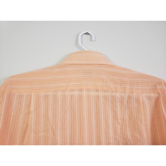 (N) Cassera Men's Shirt Italy Size 41 Stripe Long Sleeve Semi Sheer Orange - Picture 6 of 10